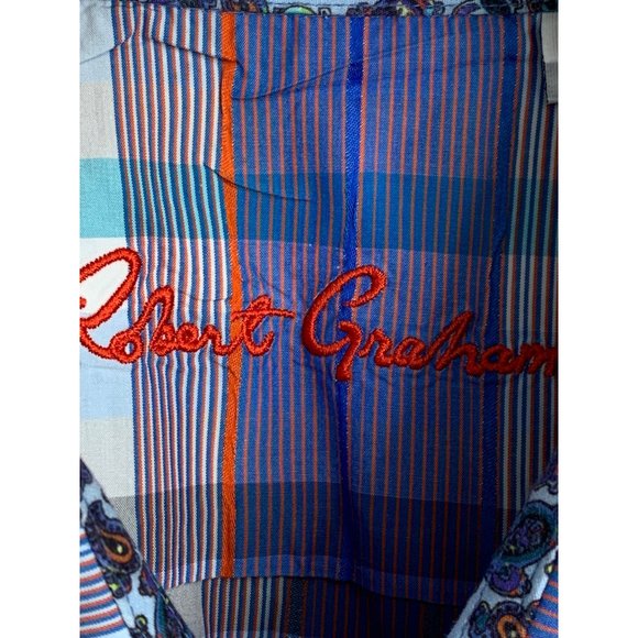 New 2XL Robert Graham Plaid Short Sleeve Button Shirt Contrast Trim NWOT 6515 - Picture 4 of 16